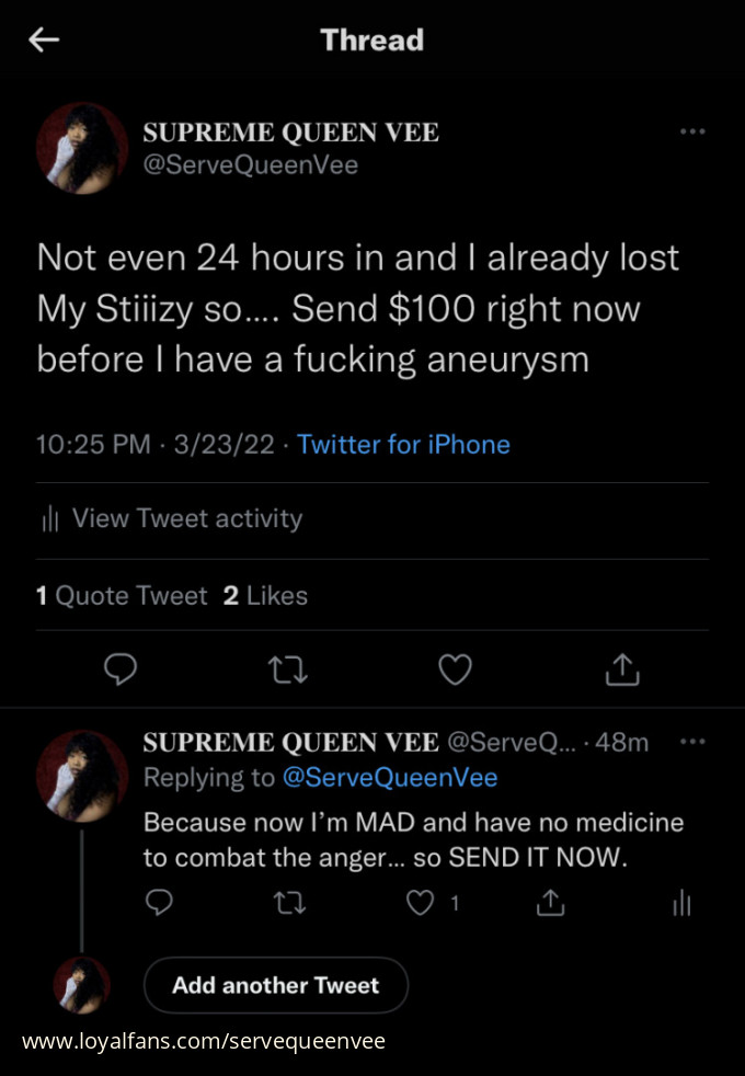 REIMBURSEMENT OPPORTUNITY Supreme Queen Vee Findom Cult Leader Official Photos