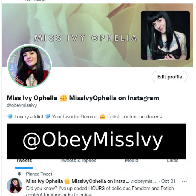Don't forget to follow! Miss Ivy Ophelia Femdom Findom Dominatrix