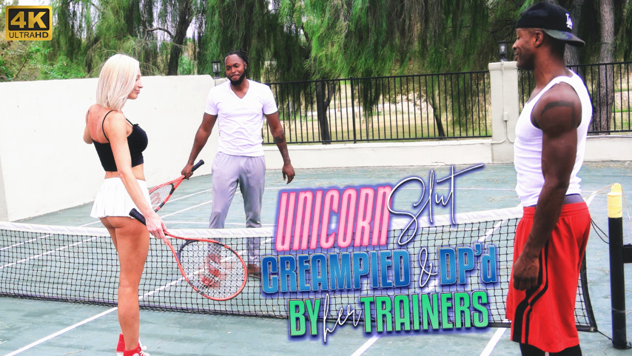 Unicorn Blonde Slut DP'd and Creampied by Muscular BBC Trainers - The Mandingo Club Official